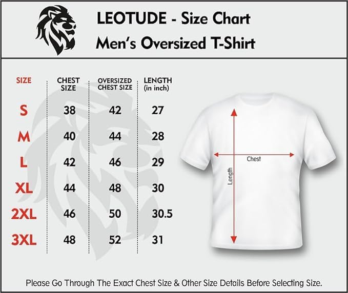 LEOTUDE Classy Half Sleeve Cottonblend Printed Round Neck Drop Shoulder Oversized Tshirt for Man