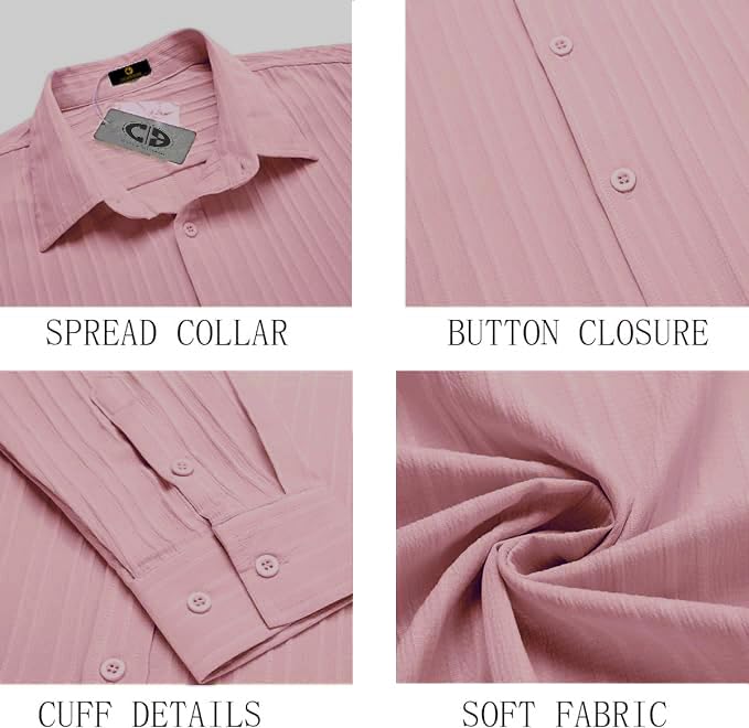 CB-COLEBROOK Men's Casual Button Down Shirts Long Sleeve Linen Shirt Fashion Textured Beach Summer Shirts |