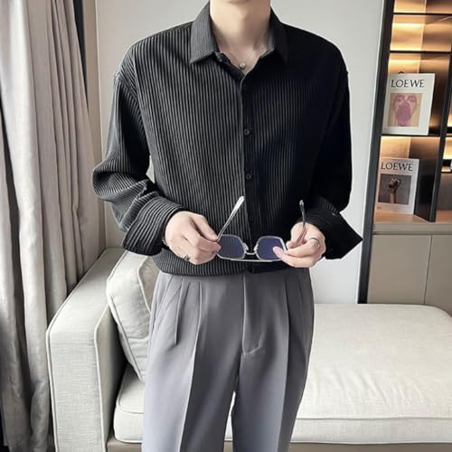 GRECIILOOKS Men's Formal Button Down Shirt – Slim Fit Polycotton Shirt|Textured Full Sleeve| (Available in Combo Pack of 2)