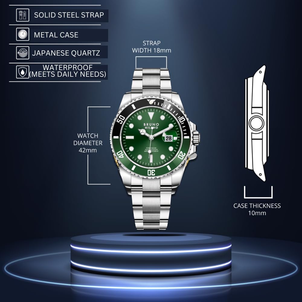 BRUNO MILANO Elegant Masterpiece Chronograph Movement with Croco Leather Band & metallic band Watch for Men