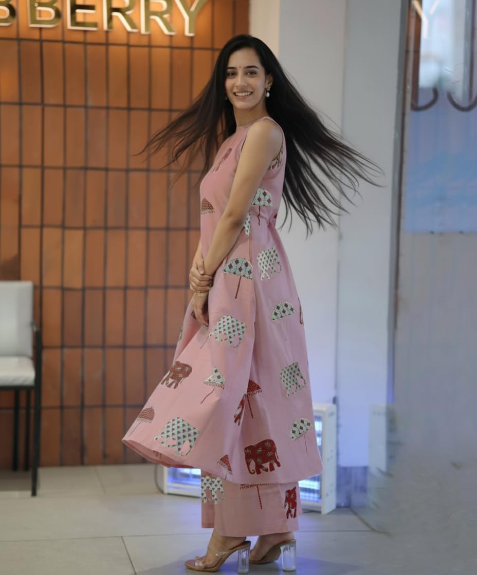 ANNI DESIGNER Women's Ethnic Co-Ord Set | Kurta Pant Set | Kurta Palazzo Set | Stylish Cotton Suit Set for Women, Festival Co-ord Set