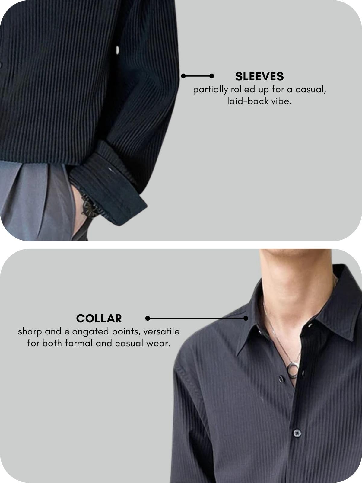 GRECIILOOKS Men's Formal Button Down Shirt – Slim Fit Polycotton Shirt|Textured Full Sleeve| (Available in Combo Pack of 2)