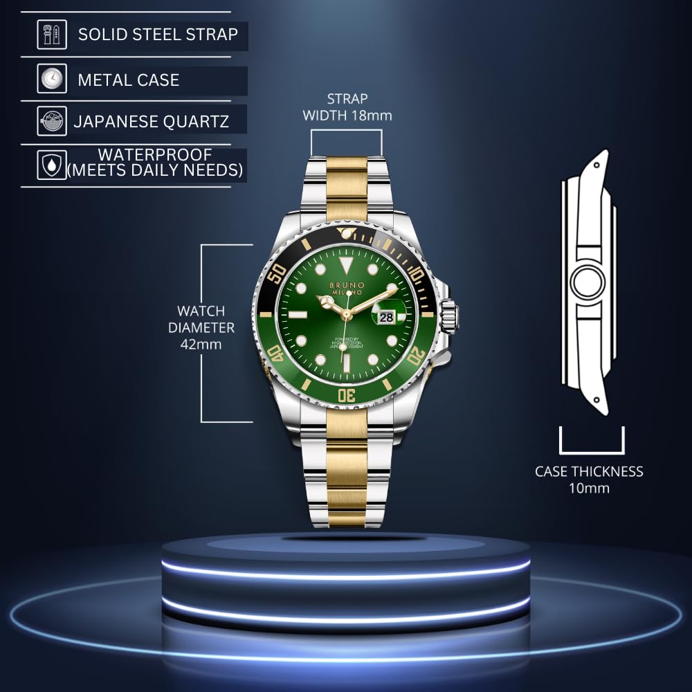 BRUNO MILANO Elegant Masterpiece Chronograph Movement with Croco Leather Band & metallic band Watch for Men