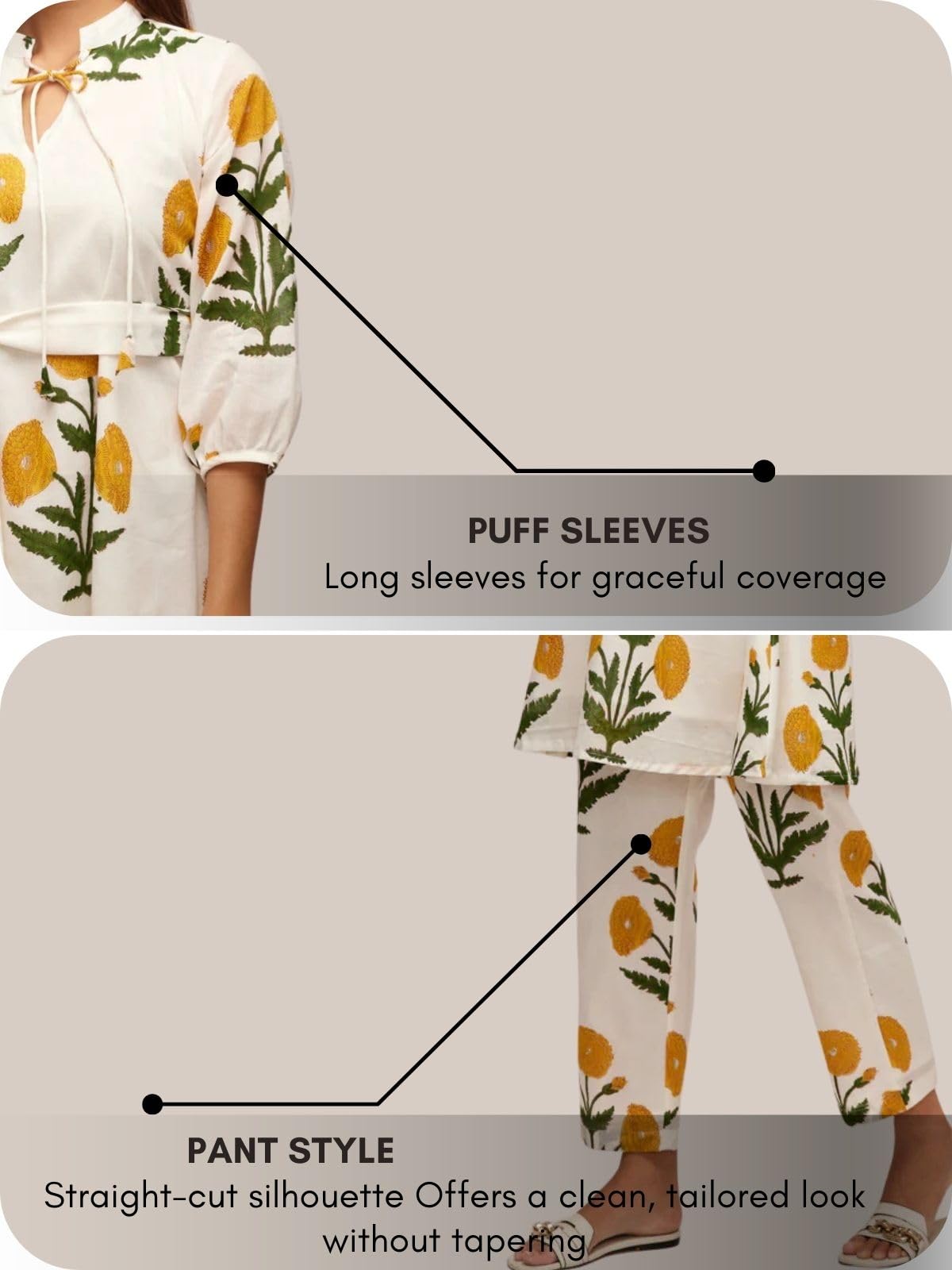 Leriya Fashion Women's Anarkali Floral Printed Rayon Kurta Pant Set | V-Neck Straight Kurti with 3/4 Sleeves | Co ord Set For Women Stylish | Kurtis