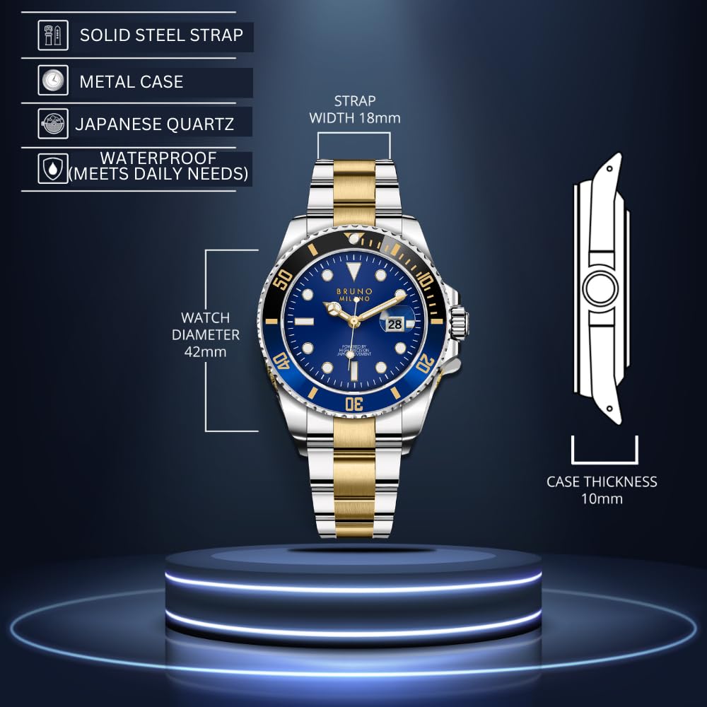 BRUNO MILANO Elegant Masterpiece Chronograph Movement with Croco Leather Band & metallic band Watch for Men