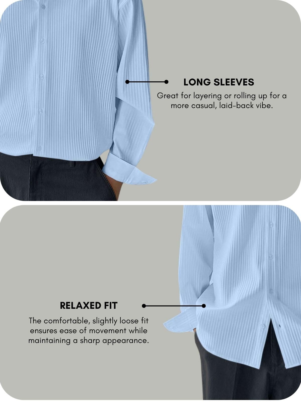 GRECIILOOKS Men's Formal Button Down Shirt – Slim Fit Polycotton Shirt|Textured Full Sleeve| (Available in Combo Pack of 2)