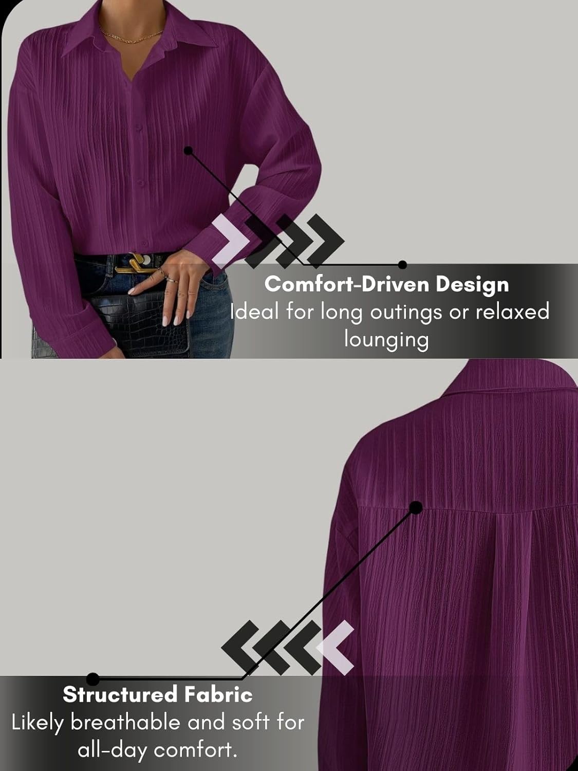 GRECIILOOKS Shirt for Women | Women Shirt | Long Shirt for Women | Shirt Tops for Women | Oversized Shirt for Women