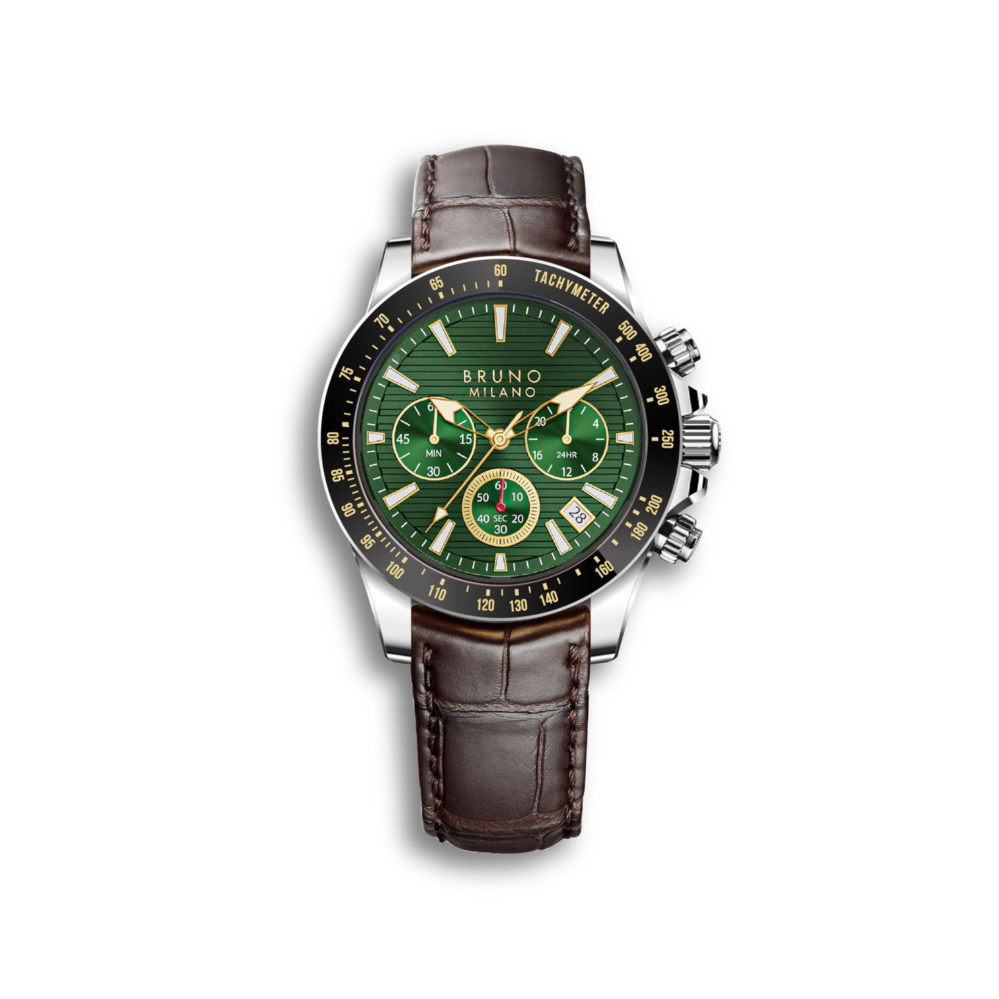 BRUNO MILANO Elegant Masterpiece Chronograph Movement with Croco Leather Band & metallic band Watch for Men