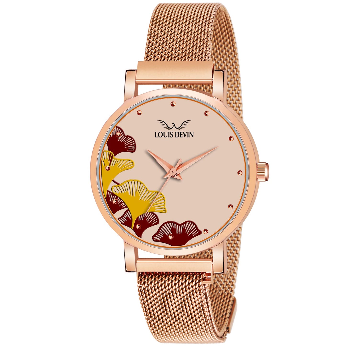 LOUIS DEVIN Rose Gold Plated Mesh Chain Analog Watch for Women| RG162