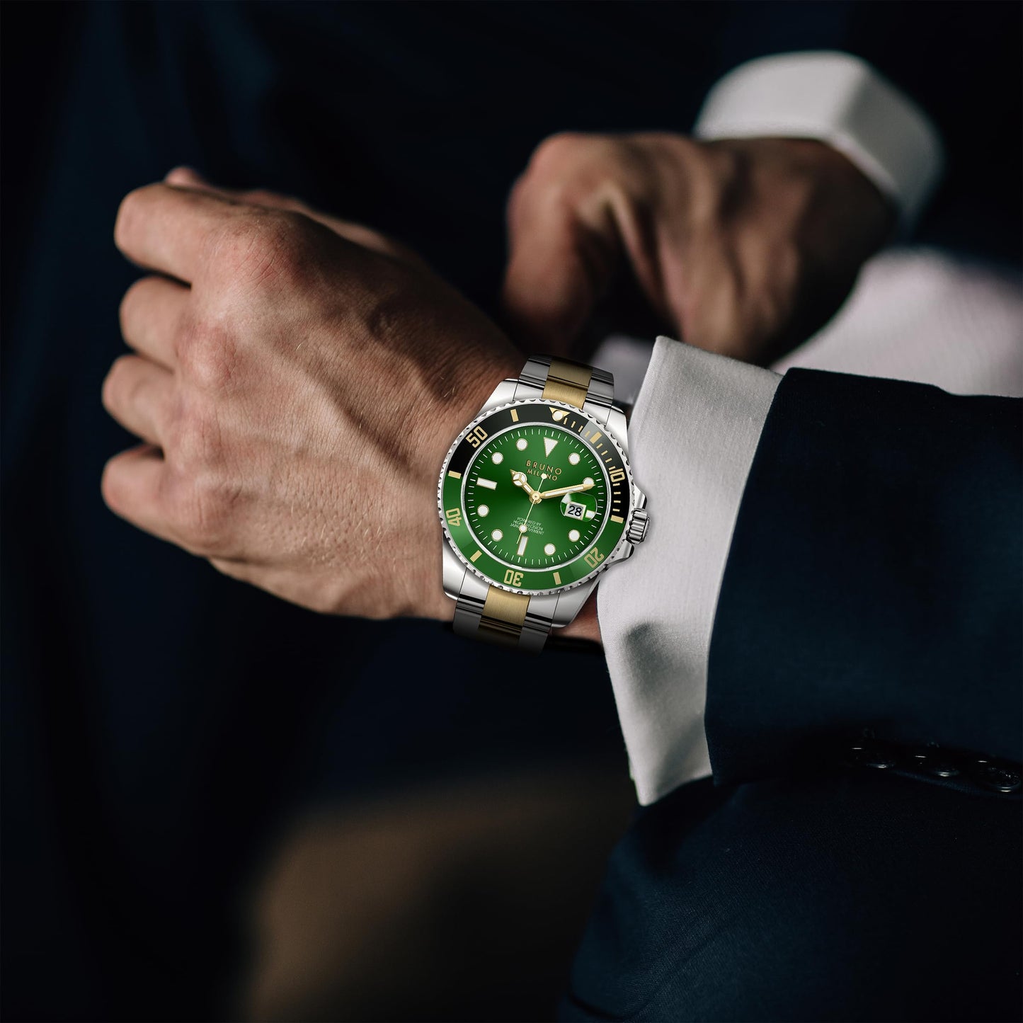 BRUNO MILANO Elegant Masterpiece Chronograph Movement with Croco Leather Band & metallic band Watch for Men