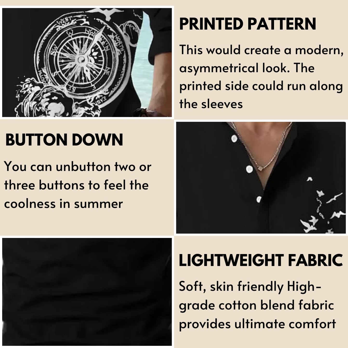 DEELMO Men's Cotton Blend Mandarin Collar Self One Design Full Sleeve Casual Short Kurta