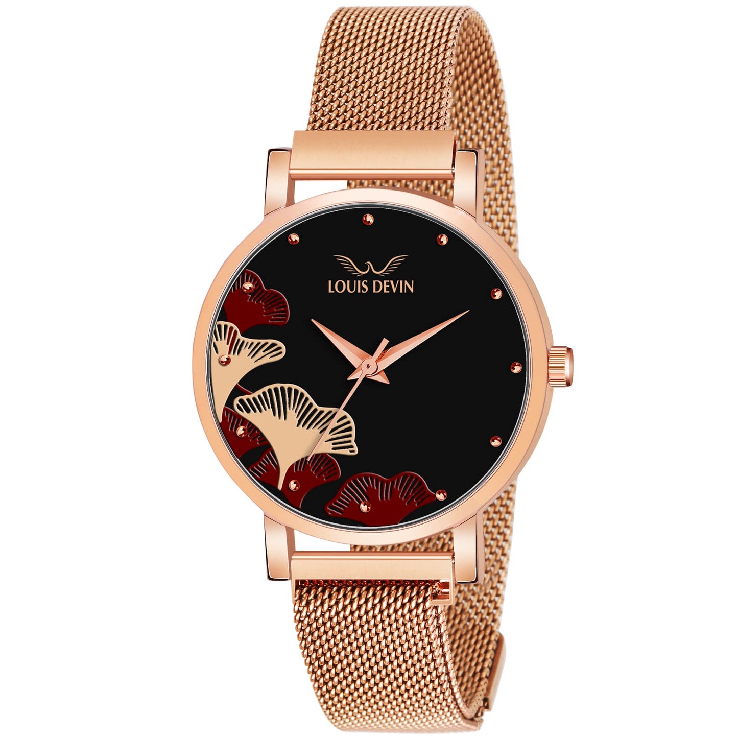 LOUIS DEVIN Rose Gold Plated Mesh Chain Analog Watch for Women| RG162