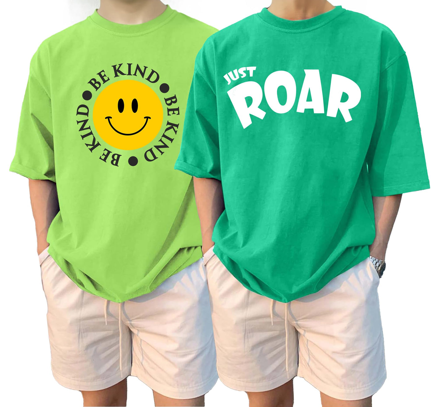 LEOTUDE Man Cotton Blend Graphic Print Round Neck Half Sleeve Drop Shoulder Oversized T Shirt (Color Navy Blue)