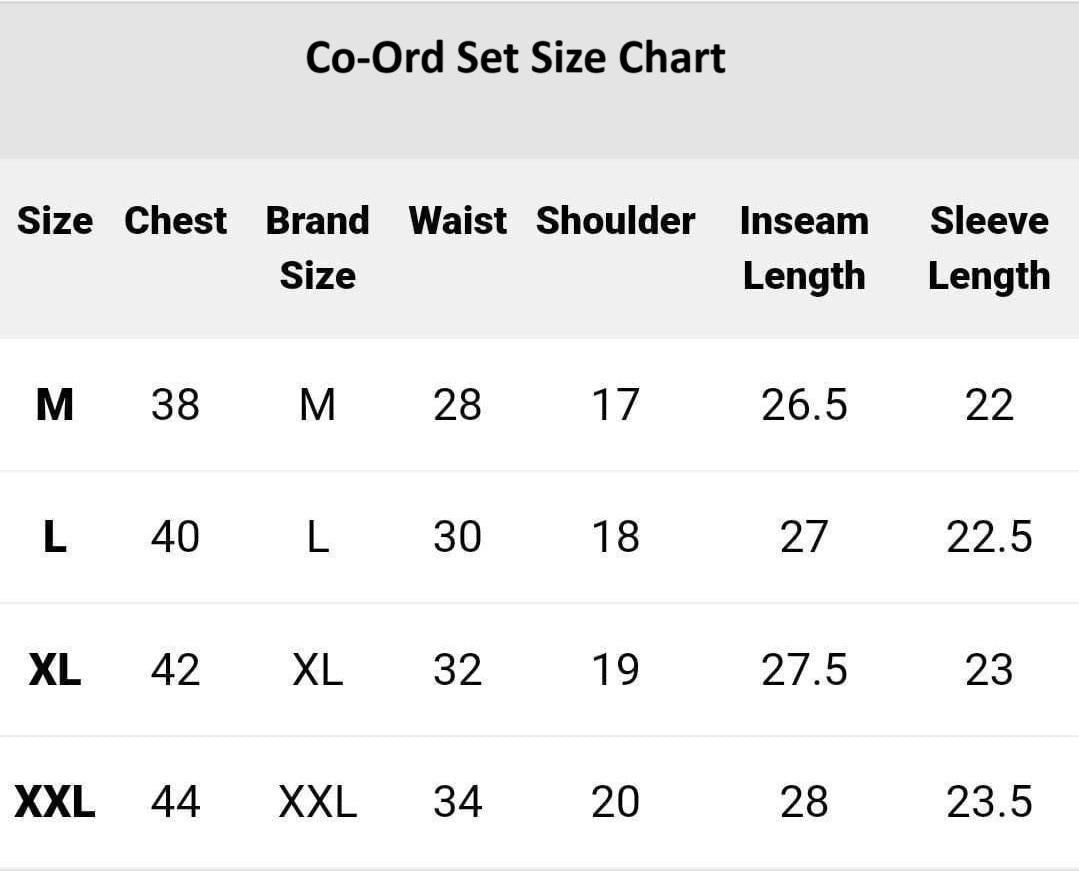 Men's Casual wear Co-Ord Set Black