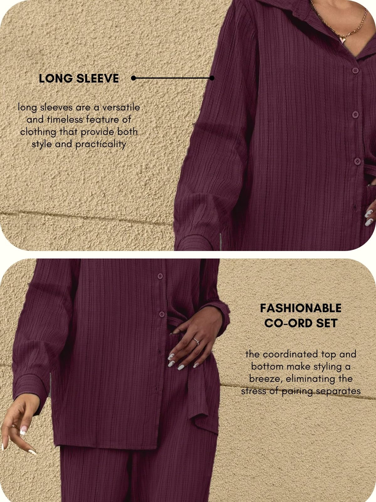 Leriya Fashion Stylish Co-ord Set for Women – Trendy Korean Summer Travel Outfit | Lightweight Two Piece Dress for Beach & Holiday Look | Casual Style | Textured | Full Sleeve