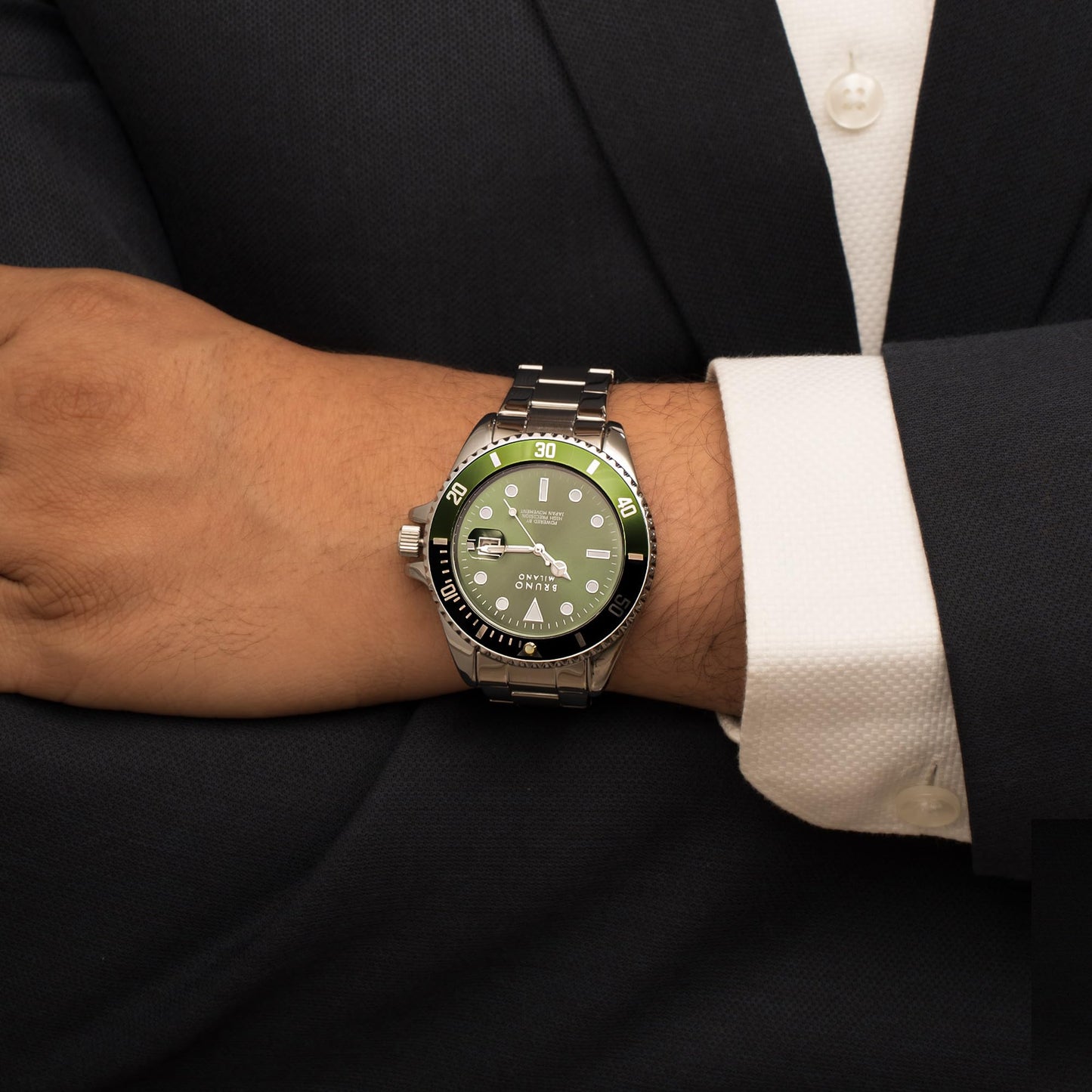 BRUNO MILANO Elegant Masterpiece Chronograph Movement with Croco Leather Band & metallic band Watch for Men