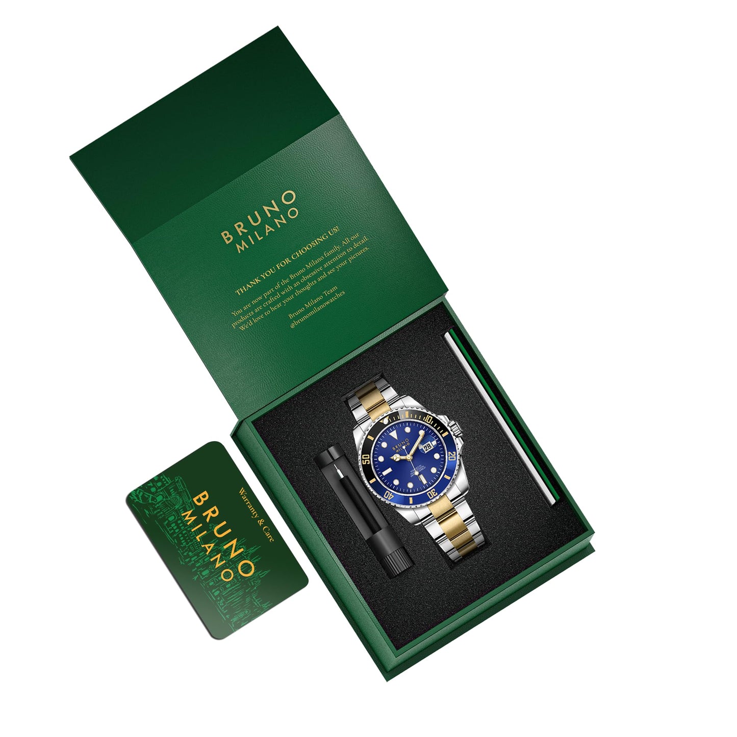 BRUNO MILANO Elegant Masterpiece Chronograph Movement with Croco Leather Band & metallic band Watch for Men