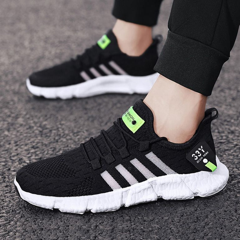 Lying Weave Mens Running Shoes Lightweight Popcorn Sneakers Comfortable Walking Sports Shoes Keep Running Casual Shoes